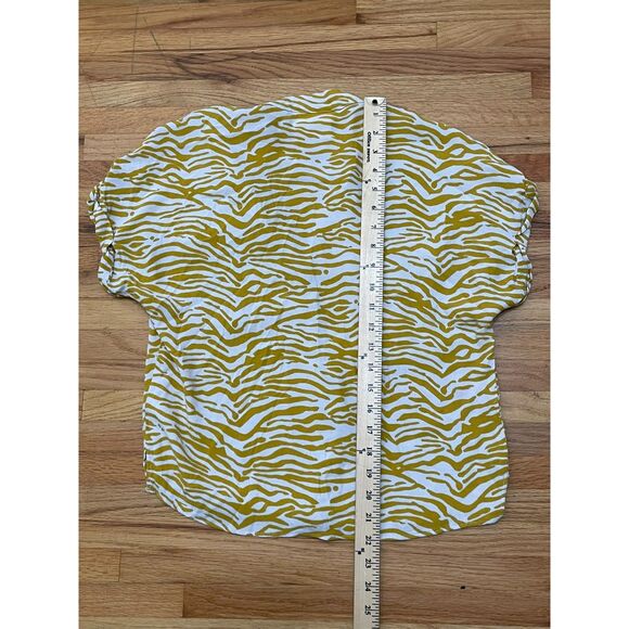 Anthropologie Maeve Women's XS Yellow Shirt Viscose Zebra Print Utility Coastal - Picture 8 of 10